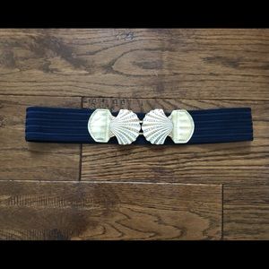 Lilly Pulitzer Navy Gold Shell elastic belt XS/S